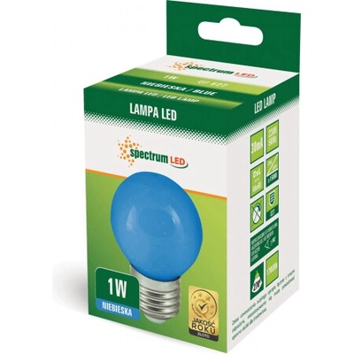 Spectrum LED žárovka, , P45, 1W, E27, modrá