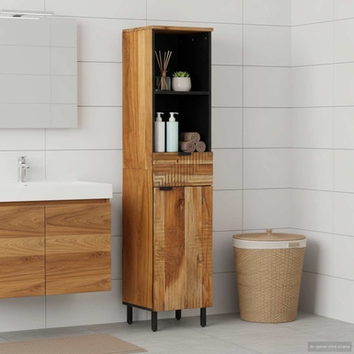 vidaXL Шкаф за баня Кафяво 38 x 33 x 160 см Солидно мангово дърво (4017778)