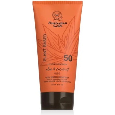 Australian Gold Plant Based Aloe & Coconut Lotion Sunscreen SPF50 водоустойчив слънцезащитен крем 177 ml