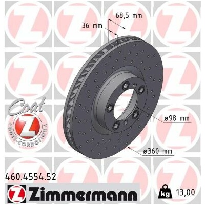 Brzdový kotúč ZIMMERMANN 460.4554.52 (460455452)