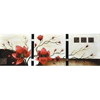 Maľovaný obraz 3-dielny Kvety 33x105 cm