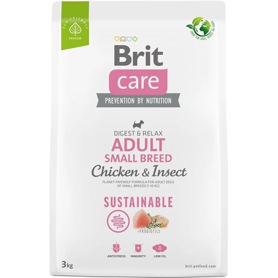 Brit BRIT Care Dog Sustainable Adult Small Breed Chicken & Insect Храна за кучета, суха, за възрастни, малки породи, с пилешко и насекоми, 3 kg