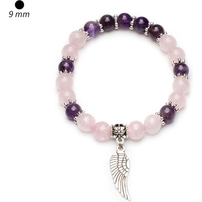 Prosperk Fialově růžový náramek s přívěškem křídlo S0316