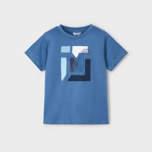 MAYORAL Тениска къс ръкав embossed "m" в син цвят за мини момче Майорал