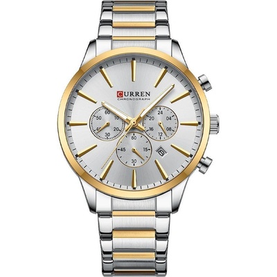 Curren Мъжки часовник Curren Fain, Неръждаема стомана, Хронограф, Сребрист / Бял (CURREN-8435-SILVER-WHITE)