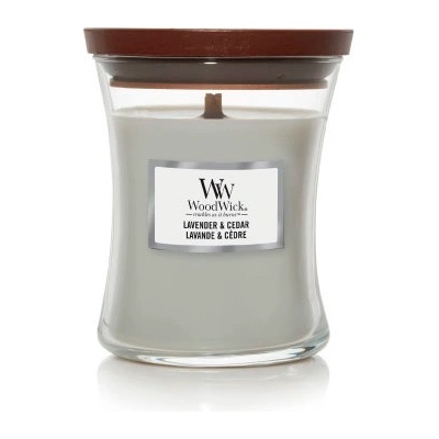 WoodWick Lavender & Cedar ароматна свещ с дървен фитил 275 гр