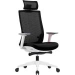 RFG Работен стол Meteor White HB, до 130кг. макс тегло, дамаска, ергономичен, пластмасова база, лумбална опора, черен (312ABSYM9921HY6804B)