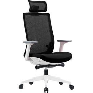 RFG Работен стол Meteor White HB, до 130кг. макс тегло, дамаска, ергономичен, пластмасова база, лумбална опора, черен (312ABSYM9921HY6804B)