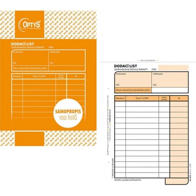 Optys 1078 Dodací list - daňový doklad – Zboží Dáma