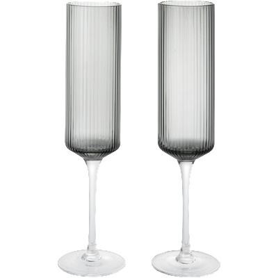 Ferm Living Ripple Flutes чаши за шампанско, опушено сиво, 2 бр (1104271424)