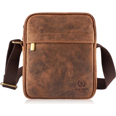 Paolo Peruzzi Pánská kožená crossbody přes rameno hnědá