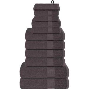 vidaXL Комплект кърпи FROGN от 12 части Антрацит 360 г/м2 (137096)