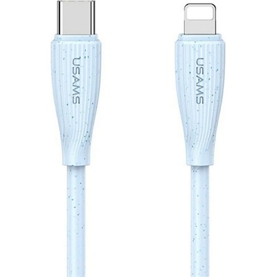 iPhone 14 Plus / 14 Pro Max / 14 Pro USAMS GREEN SERIES кабел за данни Type-C - Lightning, 100 cm, светлосин SJ717USB03 (SJ717USB03)
