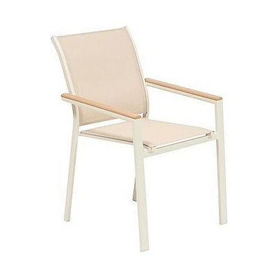 DEOKORK Hliníkové křeslo s textílií ZEUS (ivory/akácie)