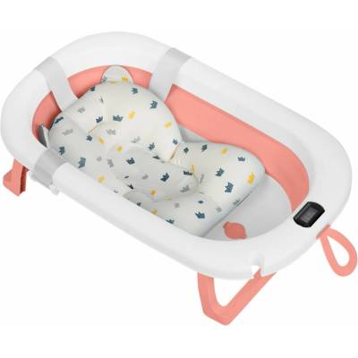 Ricokids RK 287 Skládací vanička s teploměrem a vložkou bílo růžová