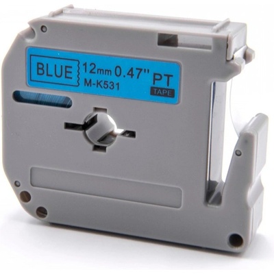 Compatible Brother MK-531, 12mm x 8m, черен печат / син фон, съвместима лента (MK531)