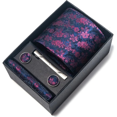 Kravata Porty manžetové knoflíčky spona kapesníček fialová