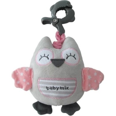 Baby Mix Образователна плюшена играчка с клипс Baby Mix сова розова