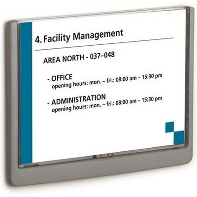 Informačná tabuľka, 148,5x210 mm, DURABLE "CLICK SIGN", sivá