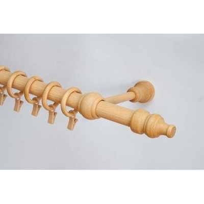 Garnyze-levne Dřevěná záclonová tyč jednořadá Buk Favorite 28 mm 180 cm