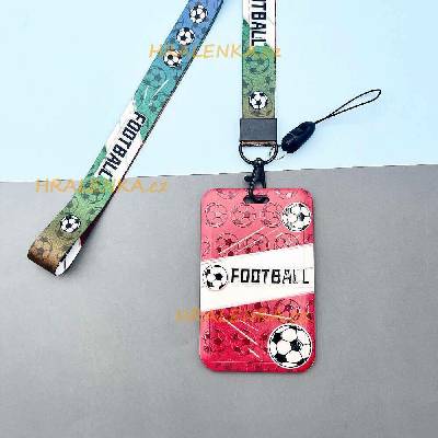Šňůrka na krk 22504 s cedulkou červenovínová Fotbal