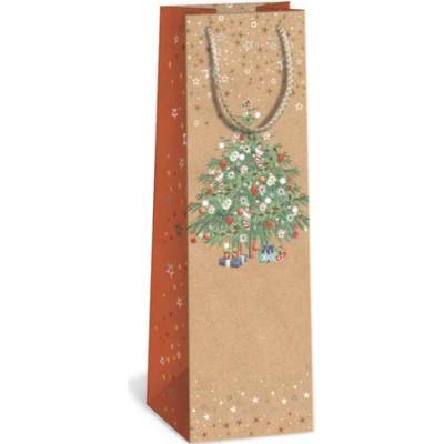 Argus Vánoční dárková taška NATUR na víno - 11 x 36 cm - 0834-0038