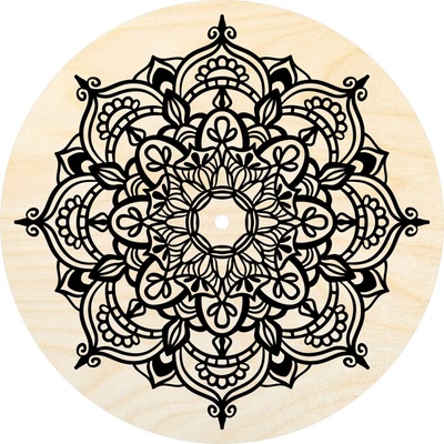 Woody Crafts Víko s otvorem - kruh 15 cm, černá mandala