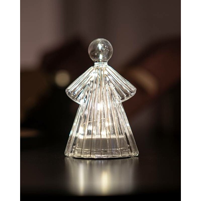 SIRIUS LED svetelný anjel, sklenený, číry, 15 cm