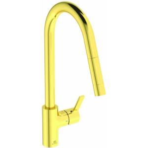 Ideal Standard Кухненски смесител с издърпващ се душ Ideal Standard Gusto 235, златисто матово, 1 тип струя (BD414A2)