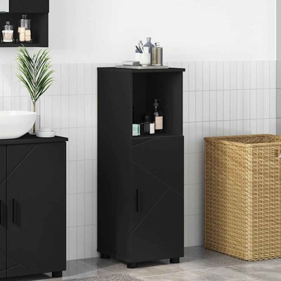vidaXL Шкаф за баня Черно 30 x 35 x 95 см Инженерно дърво & Метал (883315)