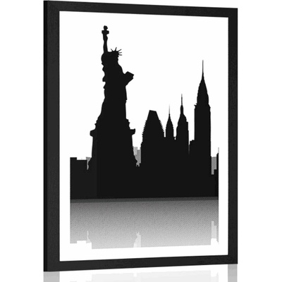 Plakát s paspartou mezinárodní symboly metropolí - 20x30 black