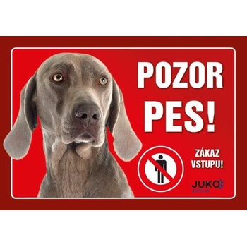 Juko Plastová tabuľa Pozor Pes Weimarský stavač 21 x 14,7 cm
