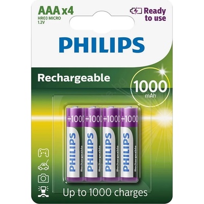 Philips R03B4RTU10/10 - 4 бр. акумулаторни батерии AAA NiMH 1, 2V 1000mAh (P2235)