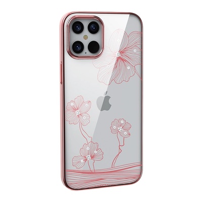 DEVIA Crystal Flora Case - поликарбонатов кейс с кристали Сваровски за iPhone 13 (розово злато)