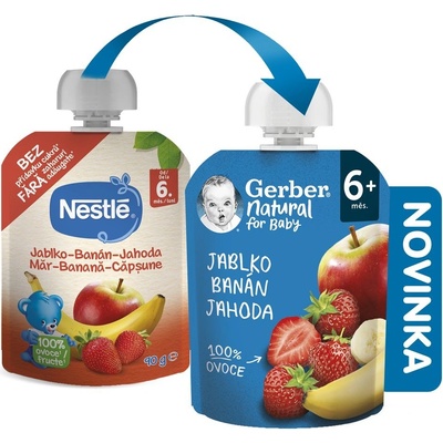 Gerber Natural kapsička jablko banán jahoda 90 g – Zboží Mobilmania