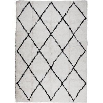 Шаги килим с дълъг косъм, модерен, кремав и черен, 160x230 см