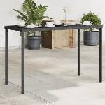 vidaXL Градинска маса със стъклен плот черен 115x54x74 см полиратан (365072)