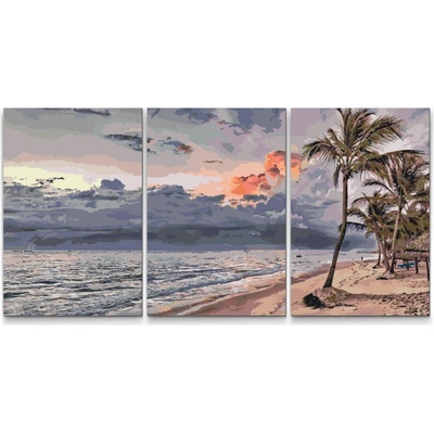 Painting Queens Painting Queens Klidná pláž sada 3 ks 40 x 60 cm vypnuté plátno na rám PBNSET/03QUIETBEACH/40 x 60_40 x 60_40 x 60/W