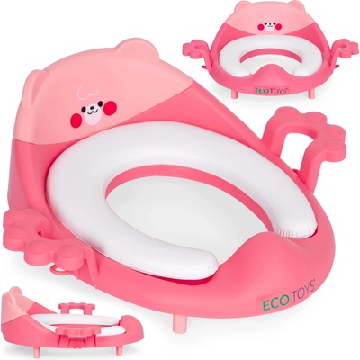 EcoToys Detské toaletné sedadlo s držadlami a mäkkým čalúnením, ružové