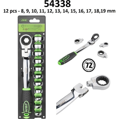 JBM Тресчотъчен ключ със сменяеми глави - 12 броя ; jbm 54338