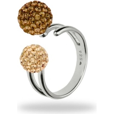 Spark prsten se Swarovski Elements kulička Smoked Topaz Gold Shadow 8123