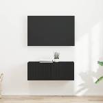 vidaXL TV стенен шкаф 2 бр. Черно Инженерна дървесина (892172)