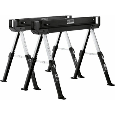 STROXX Kovové pracovné kozy, výškovo nastaviteľná na 62 – 82 cm, nosnosť 580 kg, sada 2 ks