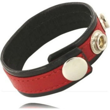 Пенис пръстен, регулируем, кожен и стилен - Leather Ring Red (D-211893)