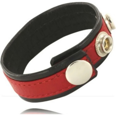 Пенис пръстен, регулируем, кожен и стилен - Leather Ring Red (D-211893)