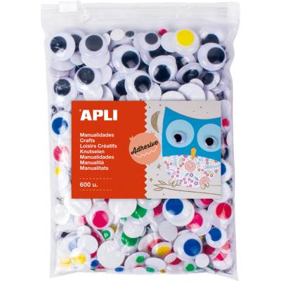 Kulaté oči Apli Moving eyes, Jumbo pack, samolepicí, mix velikostí a barev, 600 ks