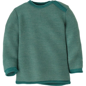 disana Детски вълнен пуловер disana Kid's Melange-Pullover Merino jumper - Eukalyptus / Jade - размер 74/80 (EU) (704-1387-1813)