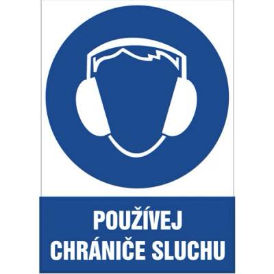 Značka Používej chrániče sluchu, samolepicí fólie, 210 × 297 mm BZ FE245