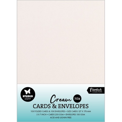 Přání a obálky Studio Light, 12,7x17,8 cm, 10 ks - krémové