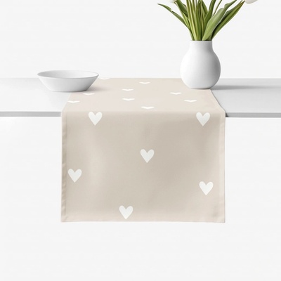 Goldea běhoun 100% bavlněné plátno srdíčka na latte 20x120 cm